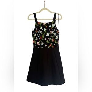 Superfoxx Floral Embroidered Black Mini Dress